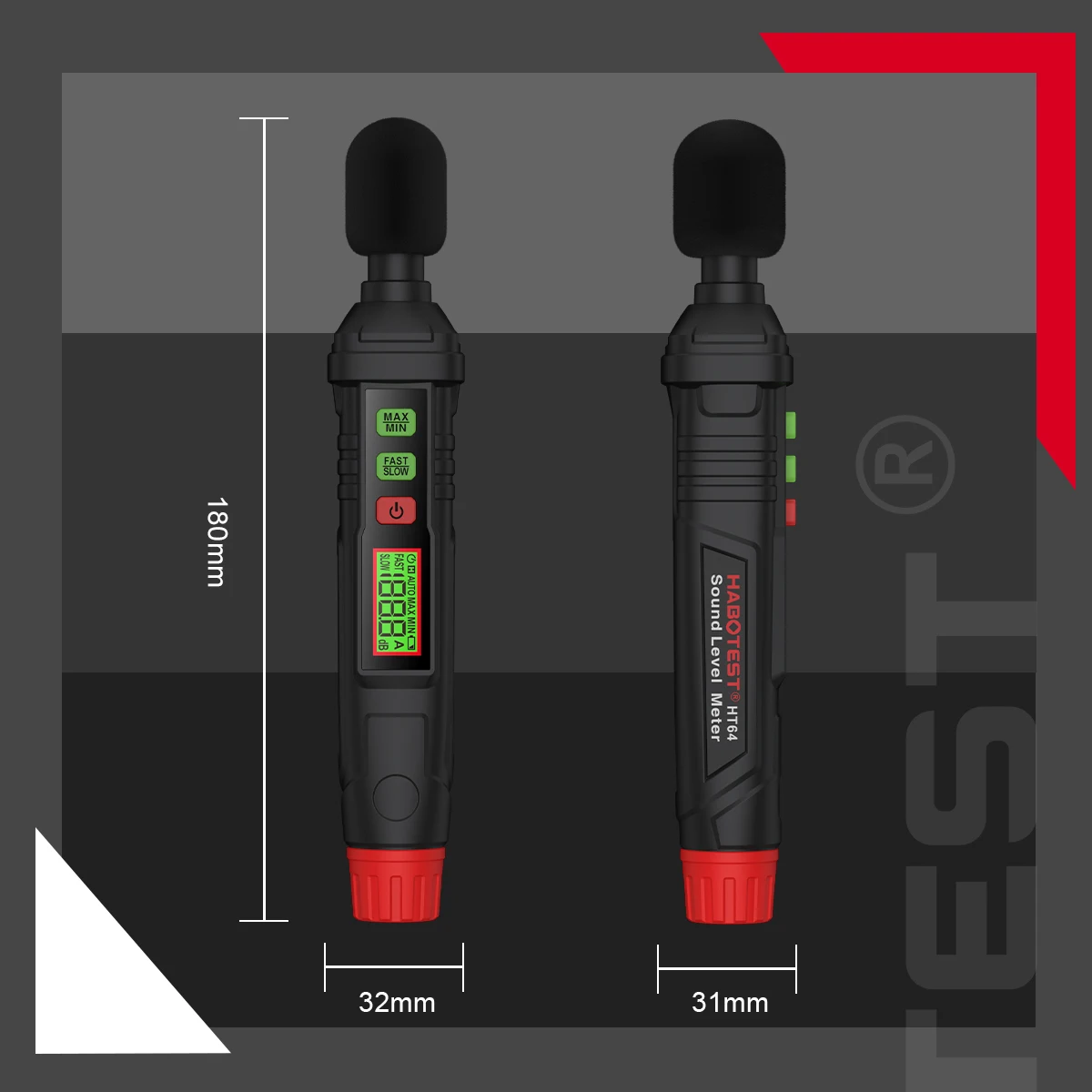 HABOTEST HT64 Noise Measuring Instrument db Meter 30~130dB Mini Audio Sound Level Meter Decibel Monitor