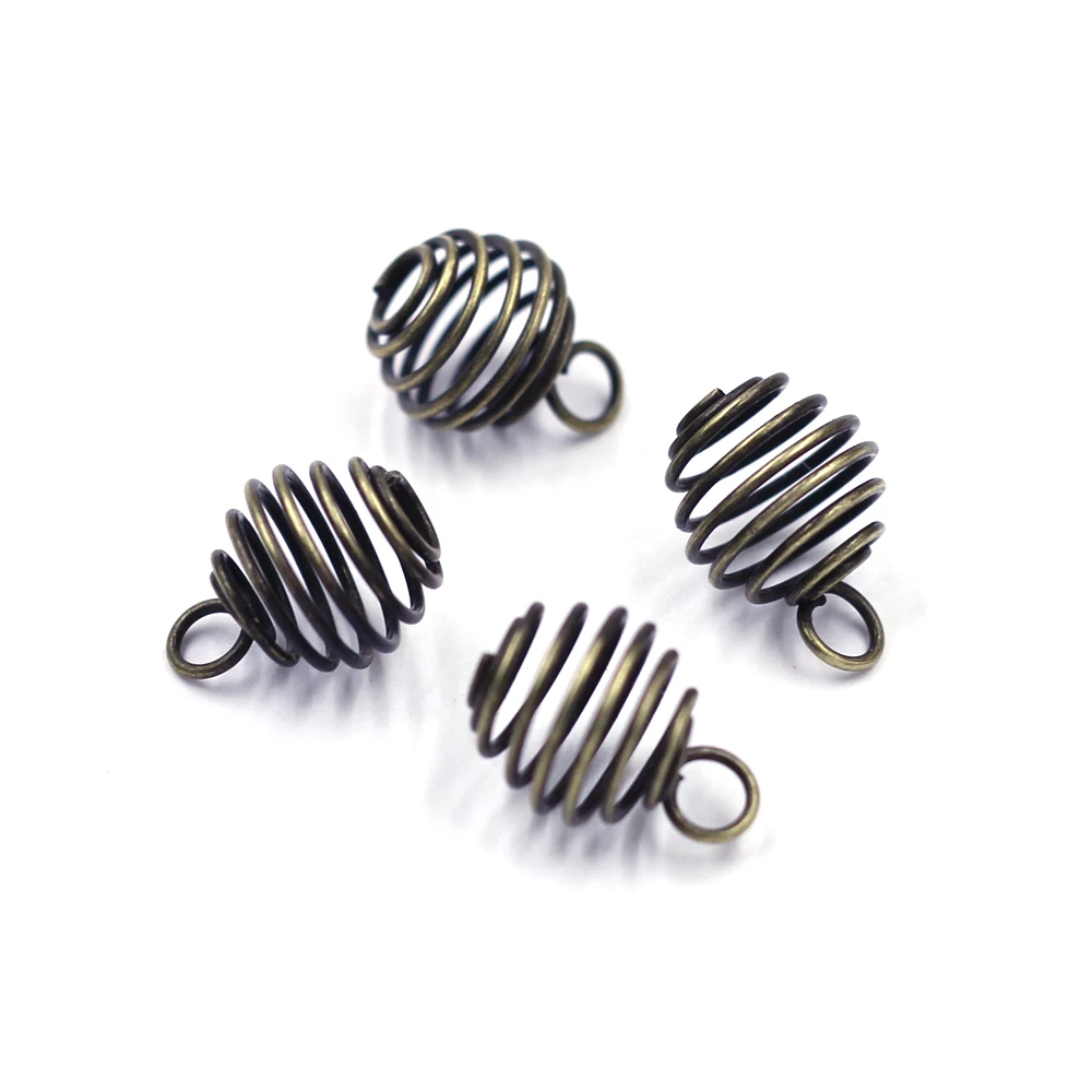Anhänger Laterne Frühling Spirale Perlenkäfige Legierung Silber Gold Bronze Gunmetal Farbe Schmuck DIY Finding Charms 9x12mm – Detail 3