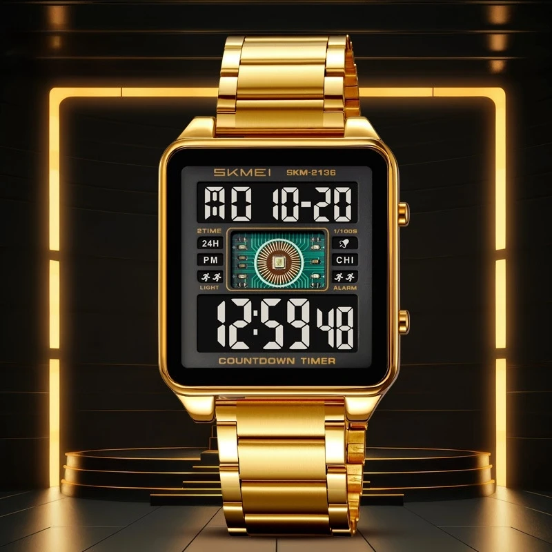 

ZHANG Men's Digital Sports Watch LED Square Large Face Analog Wrist Watch with Multi-Time Zone Waterproof for Man No review