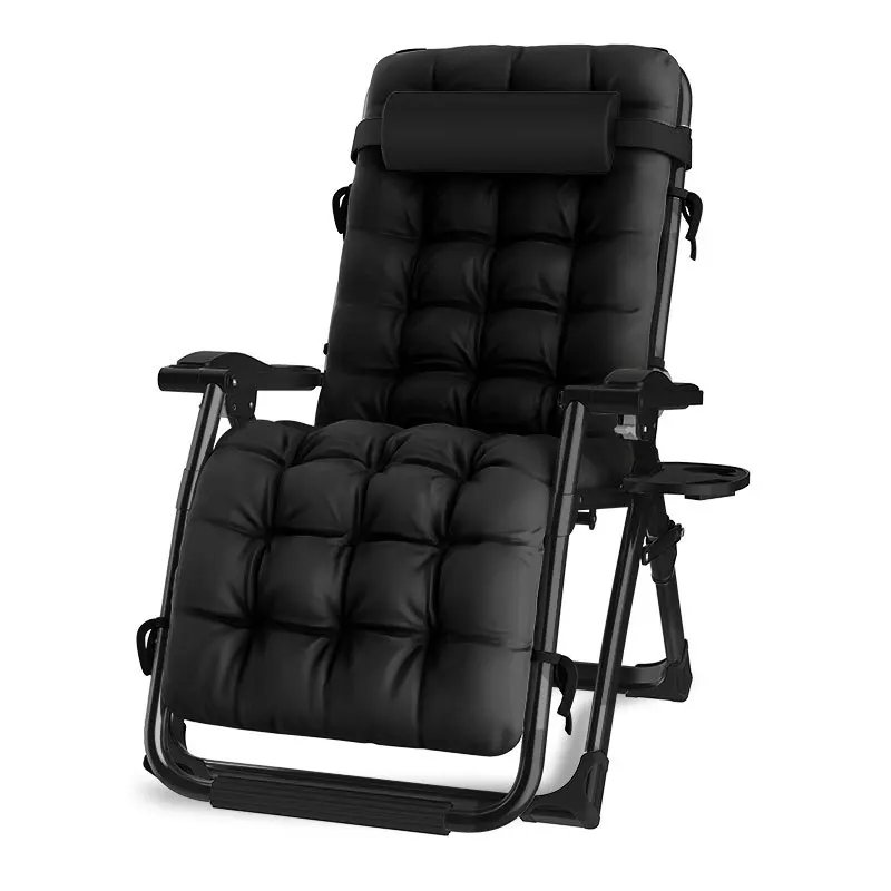 

High quality black and gray thickened cushion outdoor shading deck chair garden balcony camping beach leisure chair