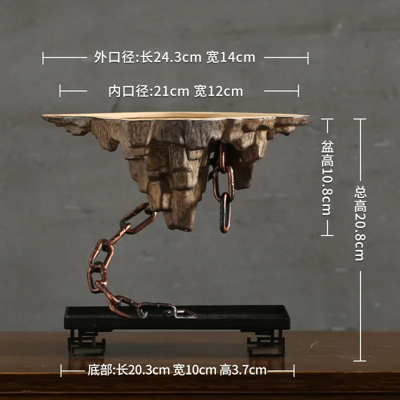 Żelazna wisząca ceramiczna doniczka Kreatywny łańcuszek do dekoracji domu Wisząca doniczka Dekoracja ogrodowa basenu z soczystym krajobrazem