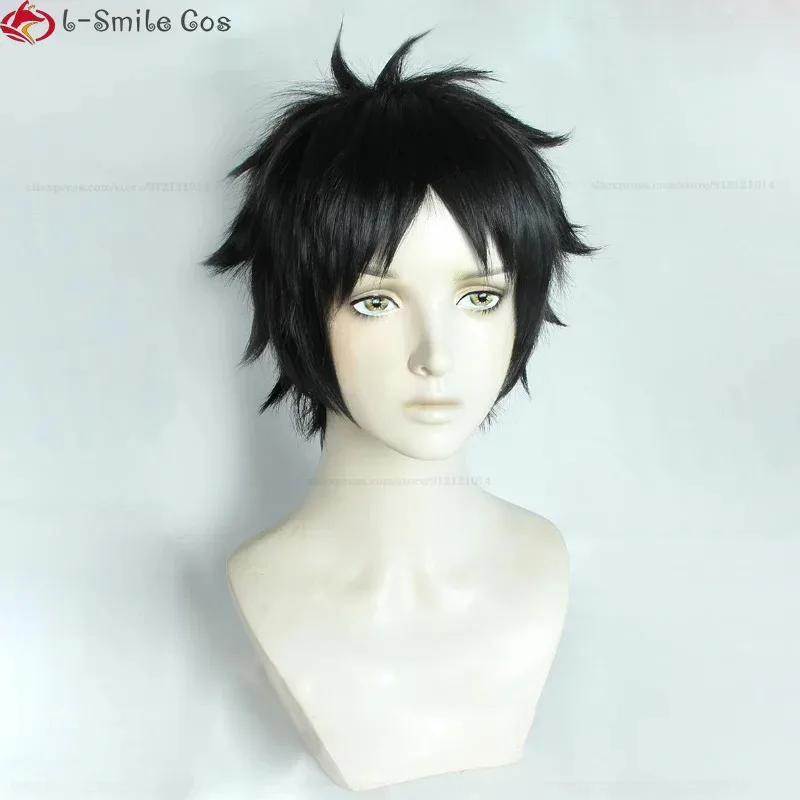 Парик для косплея Akaashi Keiji, короткие черные пушистые парики для аниме, термостойкие волосы, волейбольный клуб, парики для Хэллоуина + шапочка для парика