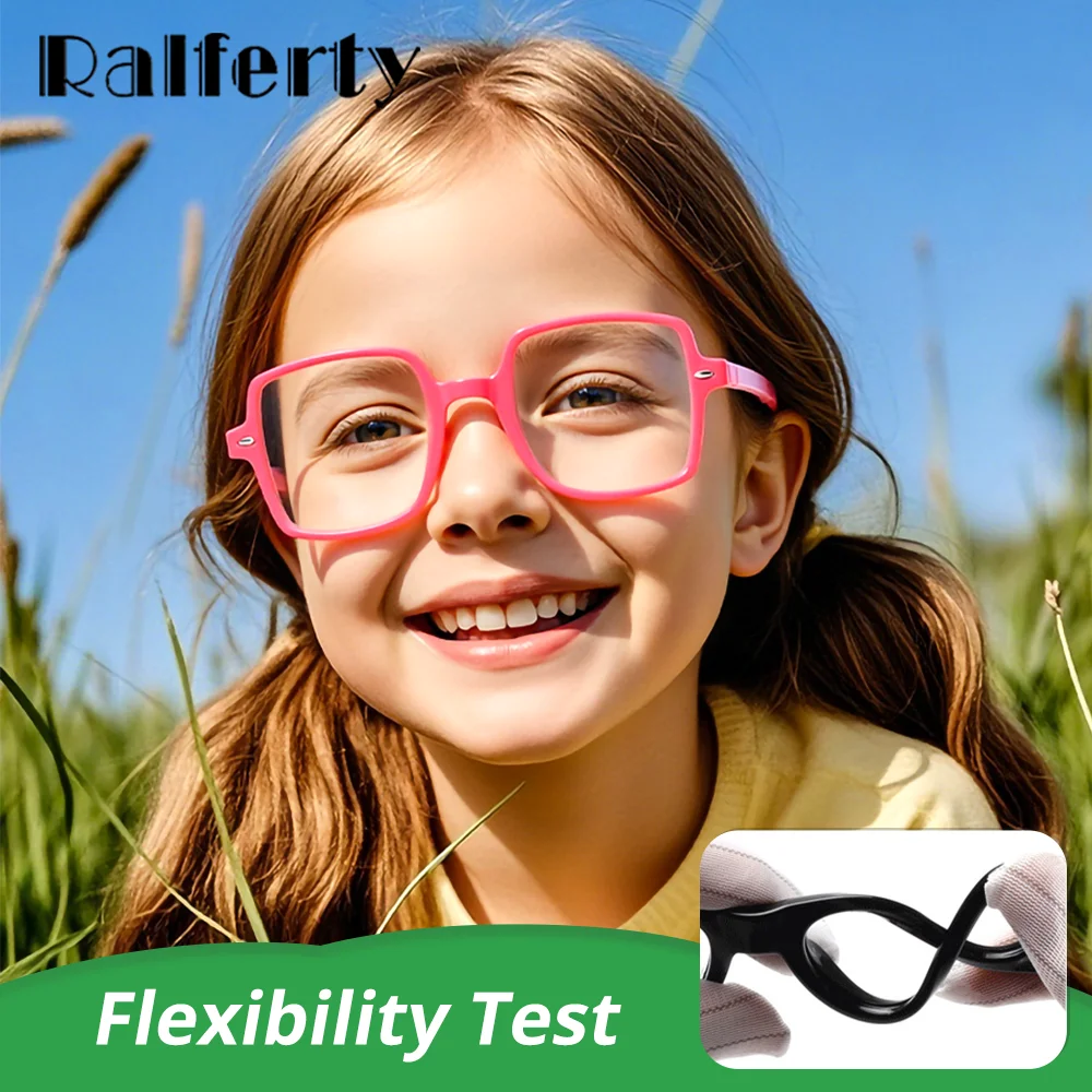 

2025 Flexible Kids Eyeglasses Frame Girl Boy Blue Light Blockers Oversized Square Eyewear Frame Computer Glasses Children Oculos