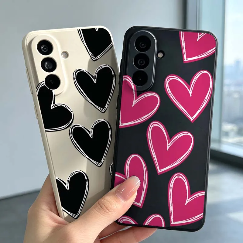Cartoon Pink Heart Pattern Cover For Samsung Galaxy A73 A72 A71 A70 A60 A56 A55 A54 A53 A52 A52S A51 A50 A42 A41 Phone case