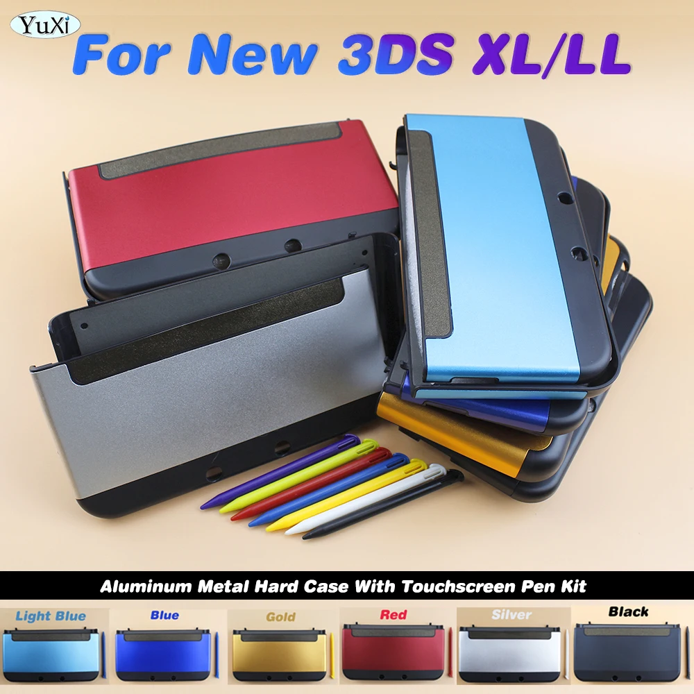 For New 3DS XL/LL Aluminum Hard Protective Housing Shell Case Upper & Back Protective Cover Faceplate With Stylus Pen Kit