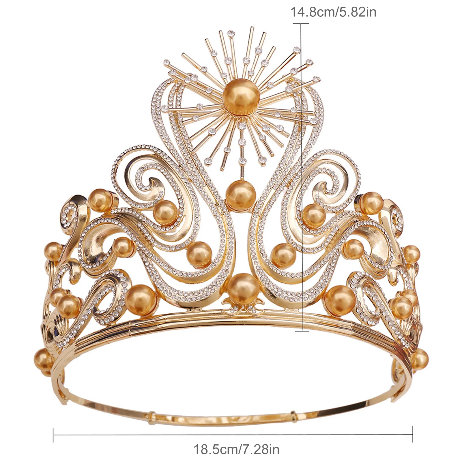الملكي الملكة تاج الذهب اللون سبيكة التيجان لامعة حجر الراين اللؤلؤ تصاميم العروس الزفاف رباطات الجمال مسابقة حفلة diadema