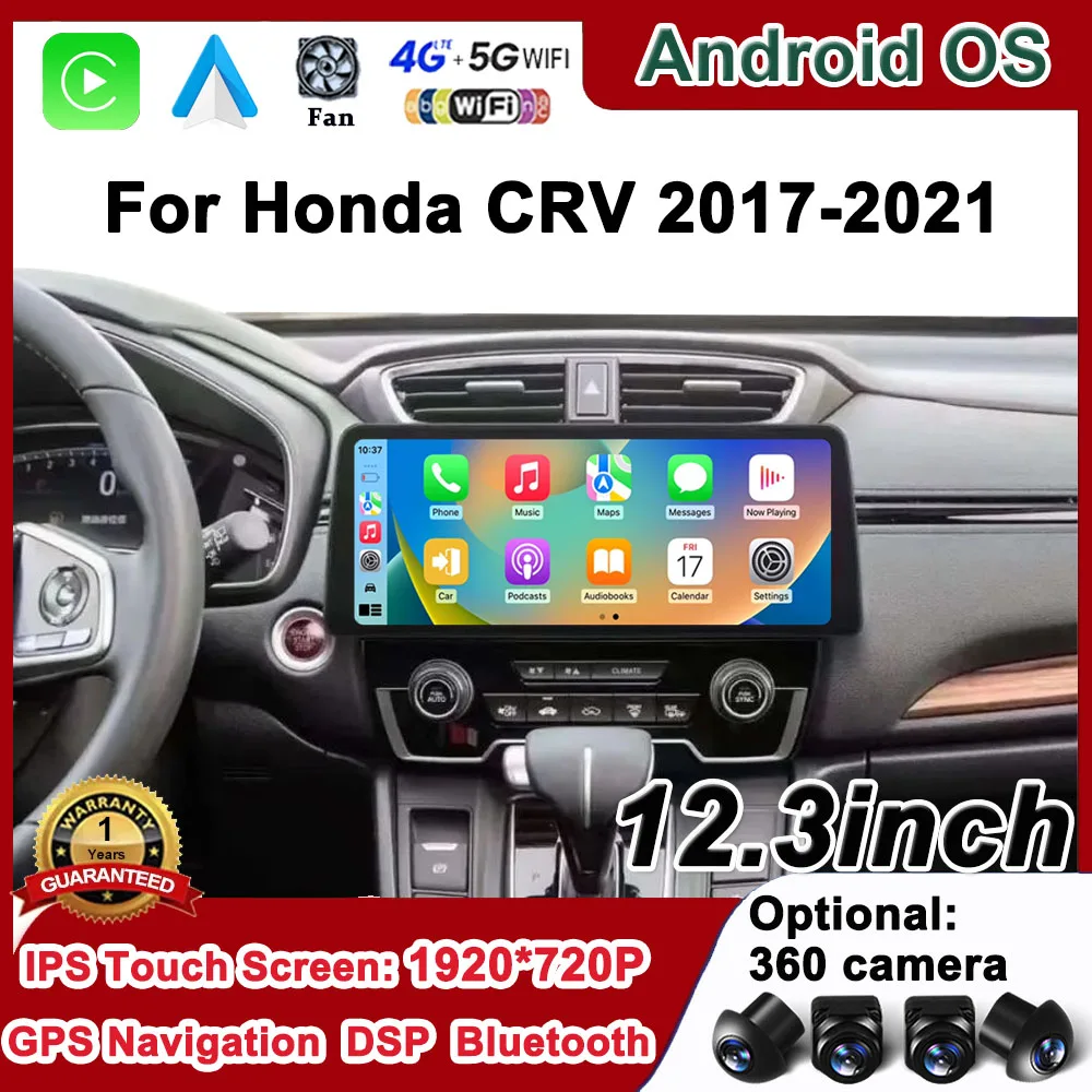 

Android 14 for Honda CRV 2017 2018 2019 2020 2021 Car Multimedia Video Radio Player GPS Navi DSP Stereo 4G BT 12.3 inch Carplay