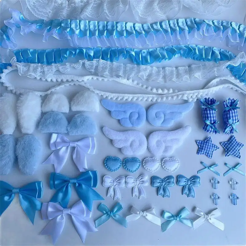 50 Stück Süßes Ita Bag DIY Dekorations-Set Spitzenband Schleife Flügel Itabag Zubehör Lolita Anime Karten- und Abzeichentaschen Handgemachtes Bastelzubehör – Detail 7