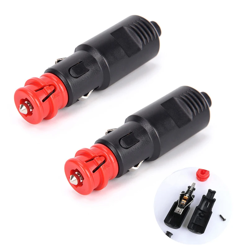 

2pc Car Vehicle Lighter Socket Plug Connector Male Plug Universal 12V-24V 8A Car Cigarette Lighter Plug Car Accessories