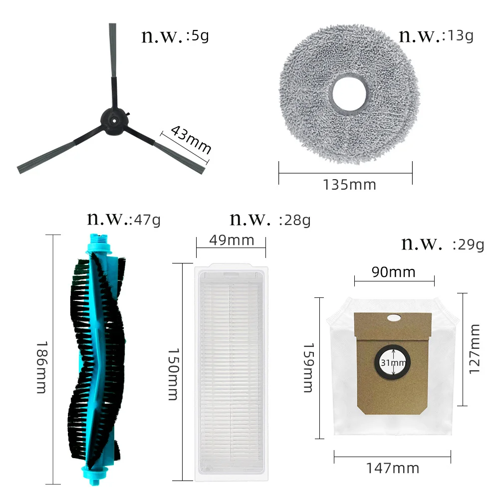 Cecotec conga掃除機用部品,メインブラシカバー,モップクロス,サイドブラシ,HEPAフィルター,回転付き,11090