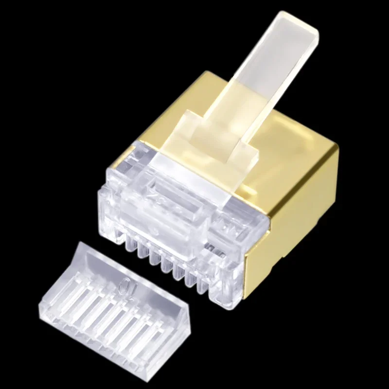 CNCOB แบน Cat6 FTP ทองแดงชุบทอง RJ45 Ethernet Connector Modular คอมพิวเตอร์เครือข่ายปลั๊ก Gigabit