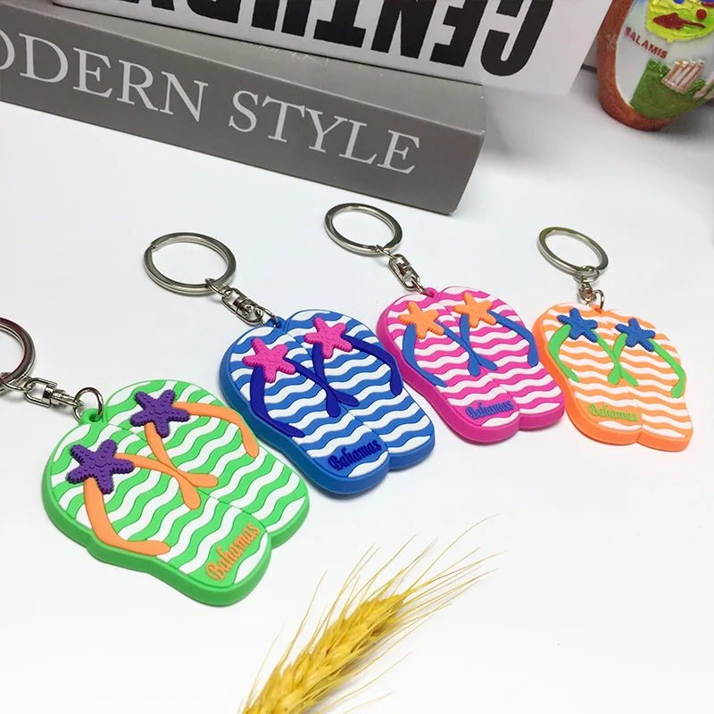 

3D Resin Flip Flop Keychains - Bahamas North America Key Rings, Cute Home Decor Accessories, accesorios nevera, magnes na lodowk