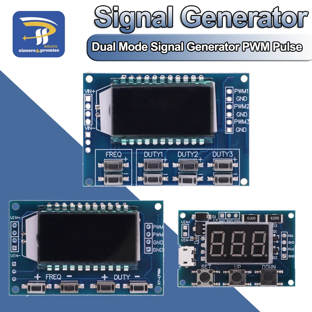 Dual Mode Signal Generator PWM Pulse Frequency Duty Cycle Adjustable Module LCD Display 1Hz-150Khz 3.3V-30V PWM Board Module