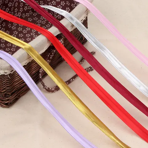 Nastro bias metallico da 15 mm di larghezza con cavo Nastro per rilegatura con orlo in poliestere oro argento per patchwork Accessori artigianali fai-da-te Cucito