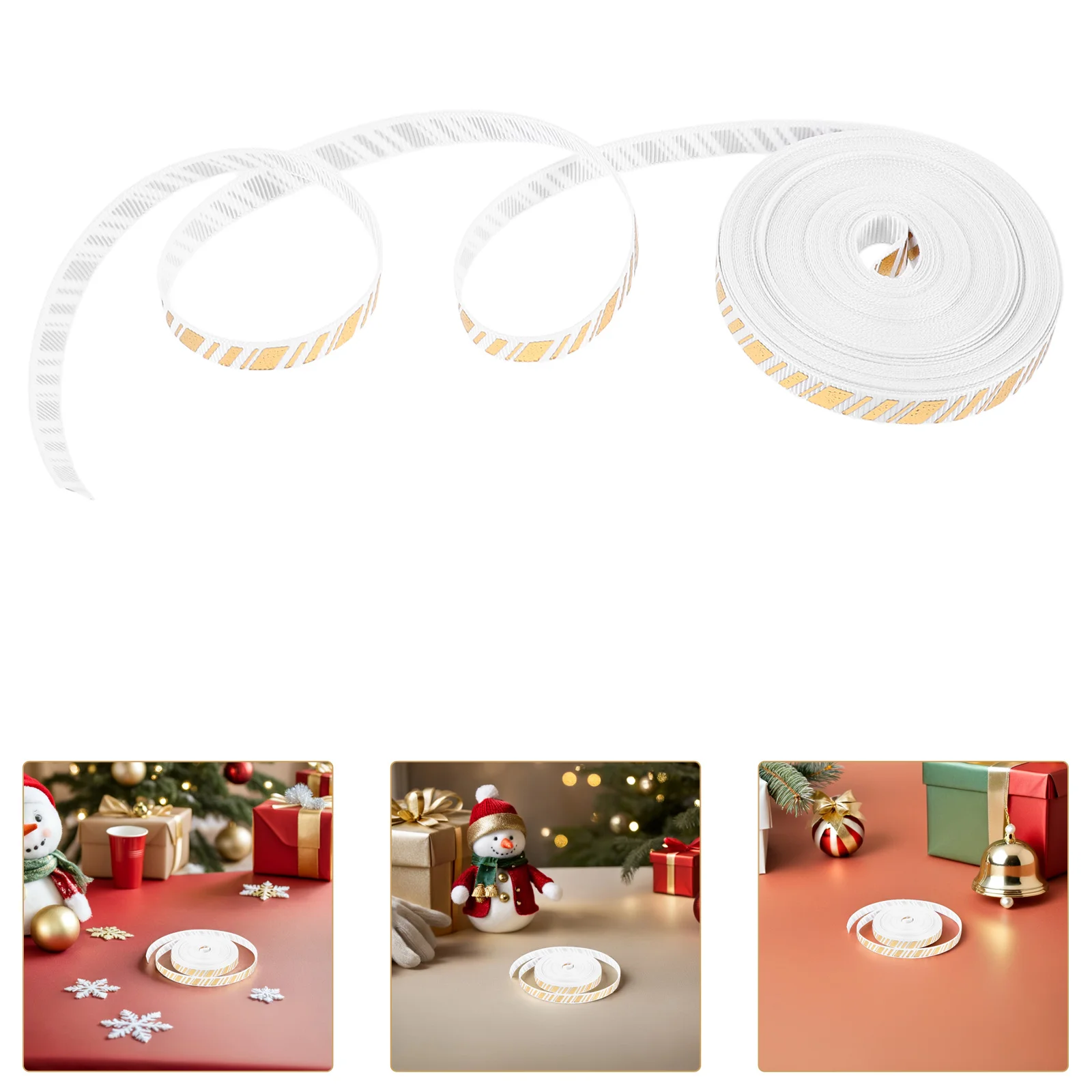 

3 Rolls Christmas Ribbon Decorative Holiday Ribbon for DIY Crafts Presents Festive Xmas Party and Wrapping Ribbons