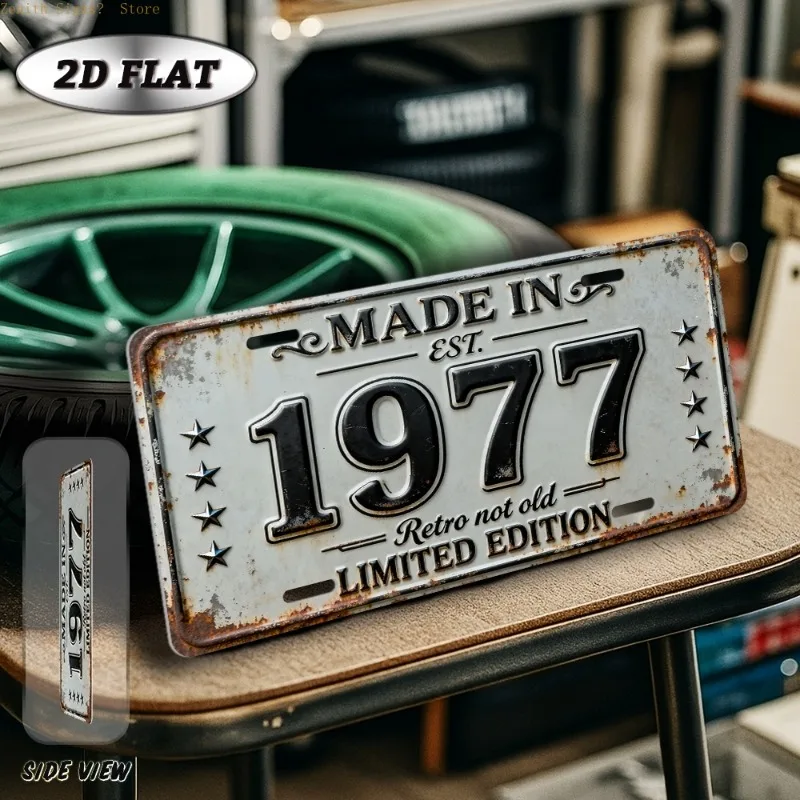 2D flat 1pc vintage aluminum plate retro metal wall art man cave