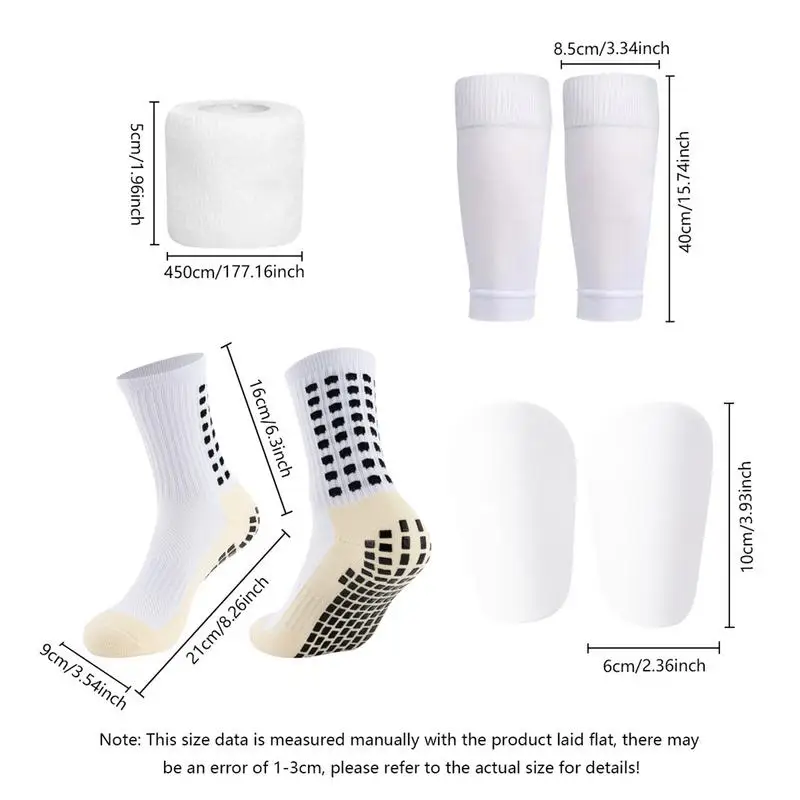 Football Socks Non-Slip Sports Socks With Leg Guards And Sports Straps Breathable Shin Guard Sleeves Football Game Set For Men