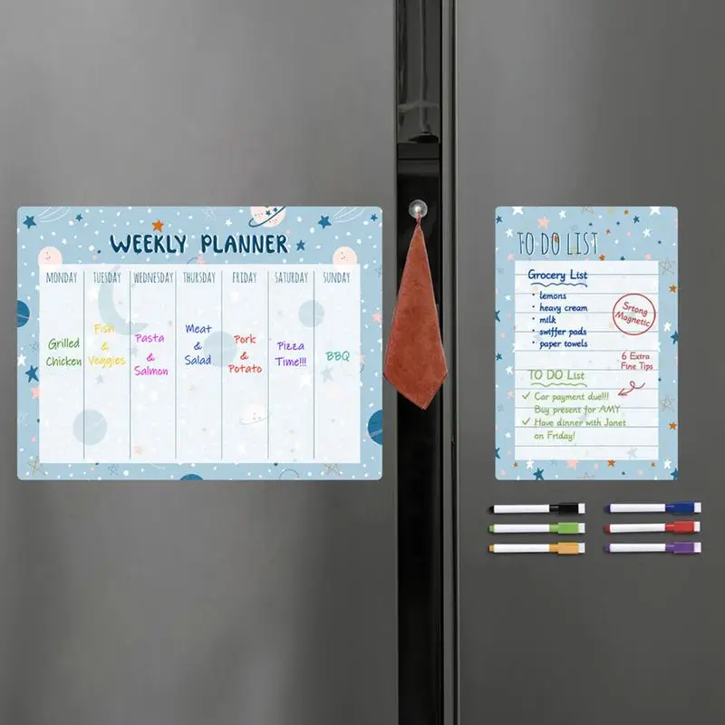 Refrigerator Calendar Memo Board Planning Board Weekly Message Board Multifunctional Memo Board Erasable Calendar With 6 Colors
