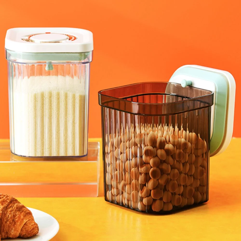 

Stripe Pattern Milk Powder Storage Box with Spoon Moisture Proof Grains Storage Jar Sealed Leakproof Food Sealing Jar Home