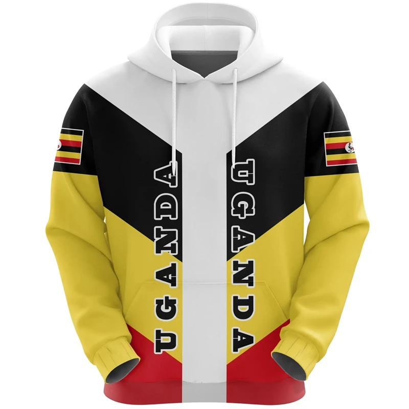 

Uganda Flag Map Graphic Sweatshirts Africa Country Hoodies For Men Clothes Casual Boy Hoody National Emblem Streetwear Tops