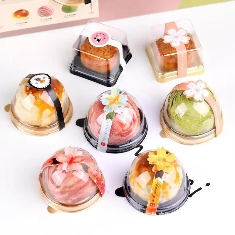 50Pcs Plastic Cake Boxes Party Supplies Egg Yolk Pastry Gift Packaging Boxes For Weddings Birthdays Desserts Baking Decorations