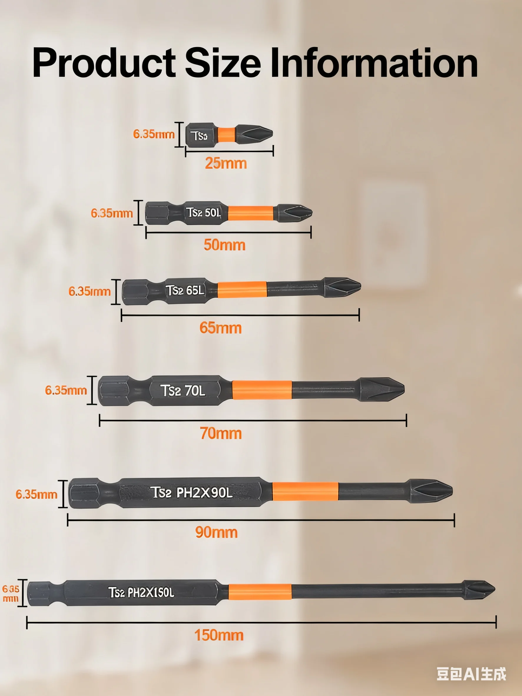 6-Piece Screwdriver and Drill Bit Set, Alloy Steel Slip-Resistant, Magnetic Impact Screwdriver and Drill Bits.