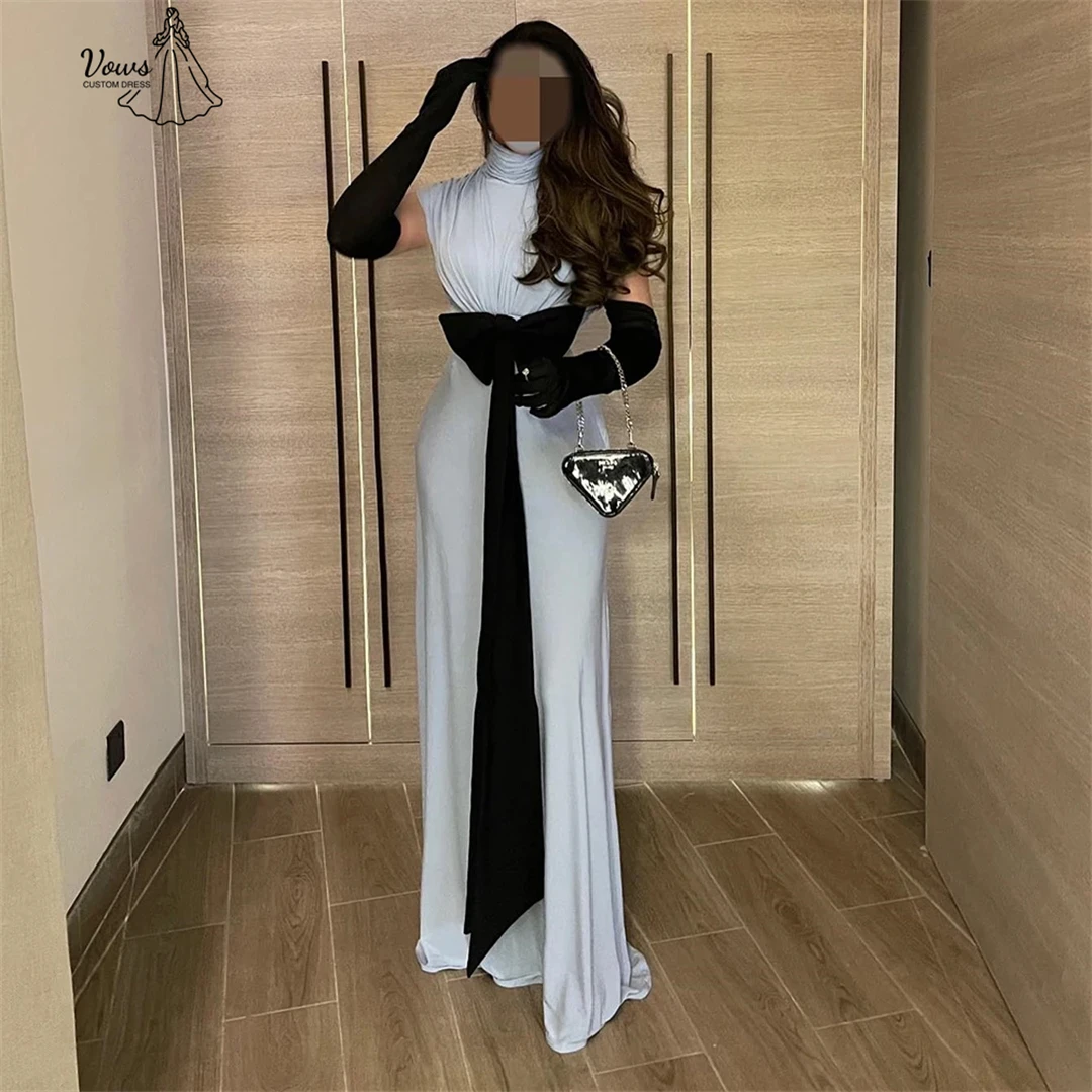 

Vows High Slit Elegant Prom Dresses 2025 Luxury Evening Dress 2025 Custom Made Round Collar Chiffon Party Dress for Wedding Gala