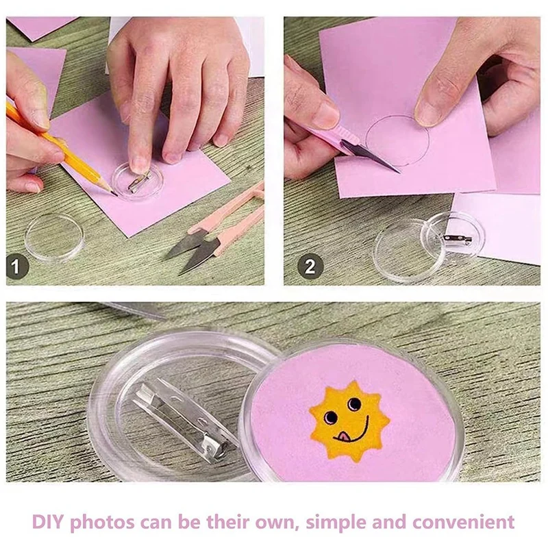 50 Stück Button Maker DIY Knopfs tifte, Acryl Design Button Abzeichen Clear Button Pin Abzeichen