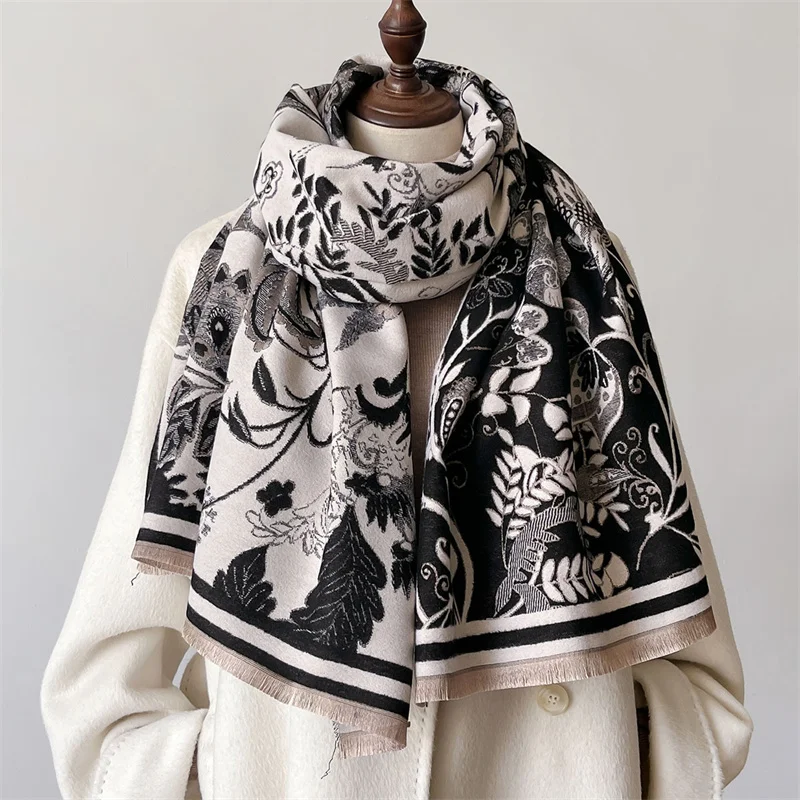 Women Winter Cashmere Scarf 2024 Floral Pashmina Luxury Brand Shawls and Wraps Bufanda Hijab Travel Stoles Echarpe Warm Blanket