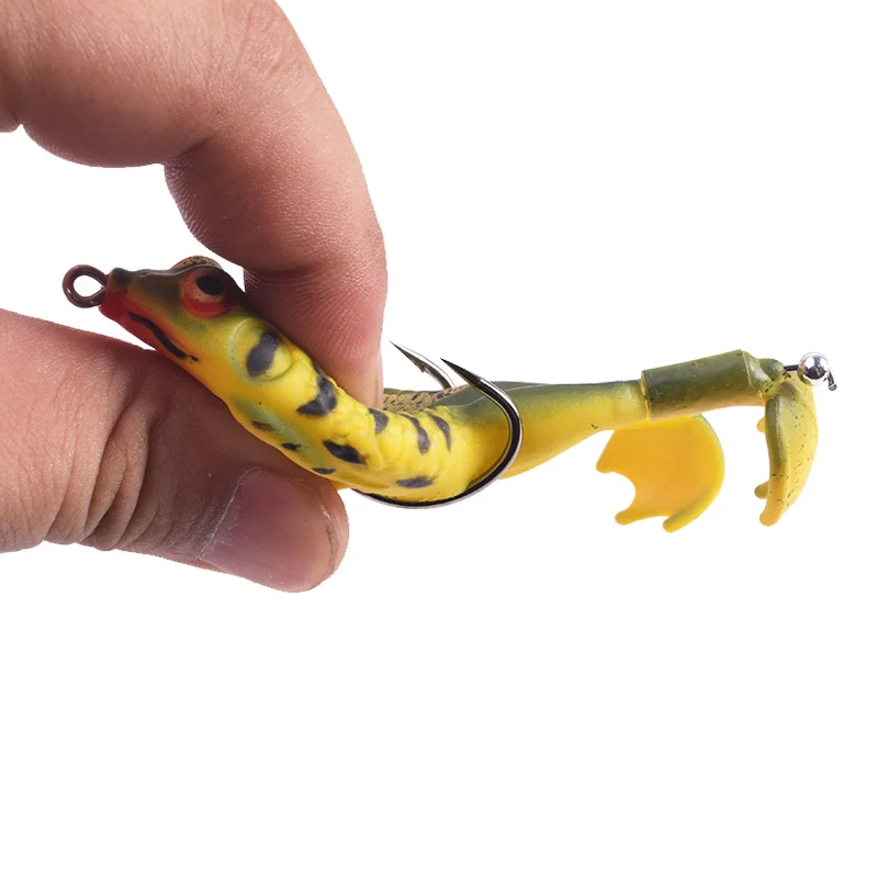 1Pcs Topwater Frog Fishing Lure 9cm 13.5g Propeller Flipper Duckling Soft Baits for Bass Catfish Isca Silicone Artificial Bait