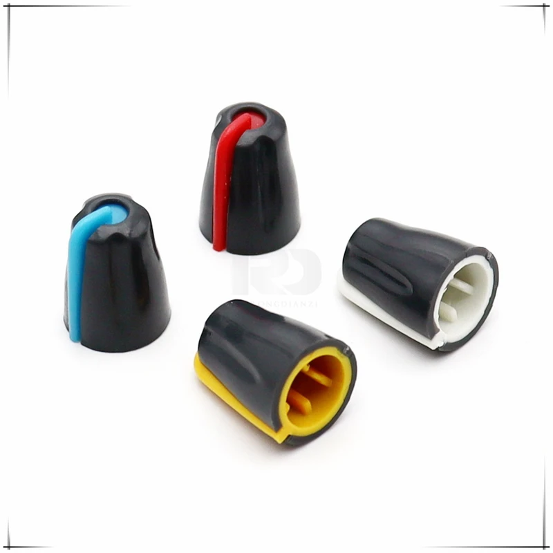 10PCS Plastic Double Color Knob Cap Potentiometer Encoder Knob cap 180° D-Shaped Inner Hole 6mm