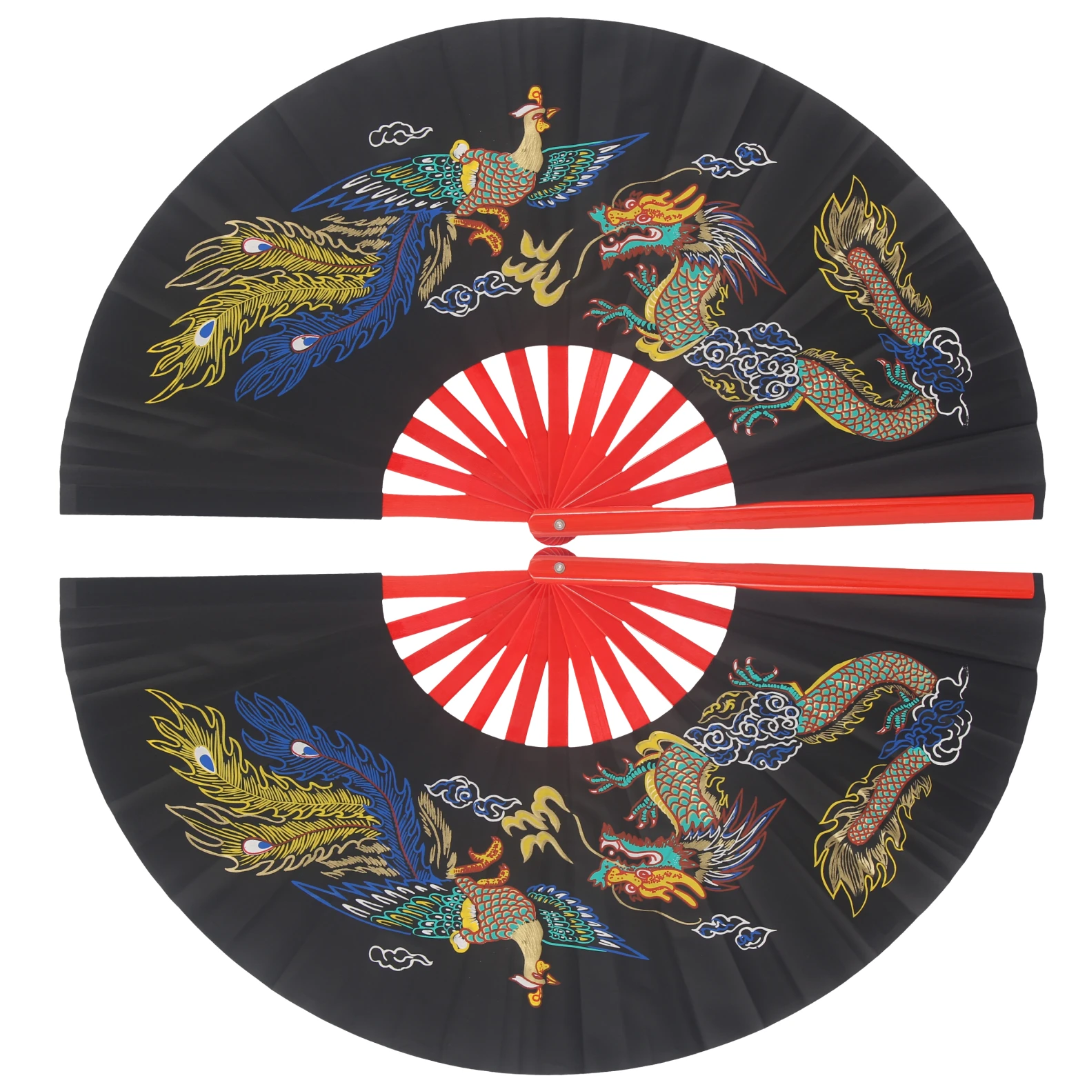 Folding Hand Fan Chinese Kung Fu Tai Chi Fan Nylon-Cloth Bamboo Fans For Performance Dance Decorations Festival Gift