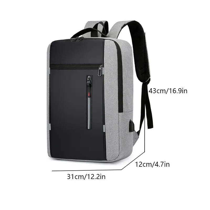 1 Pack 15.6 Pouces Hommes D'affaires Ordinateur Sac Multi-poche Haute Capacité Usb Charge Travail Commutation Sac À Dos