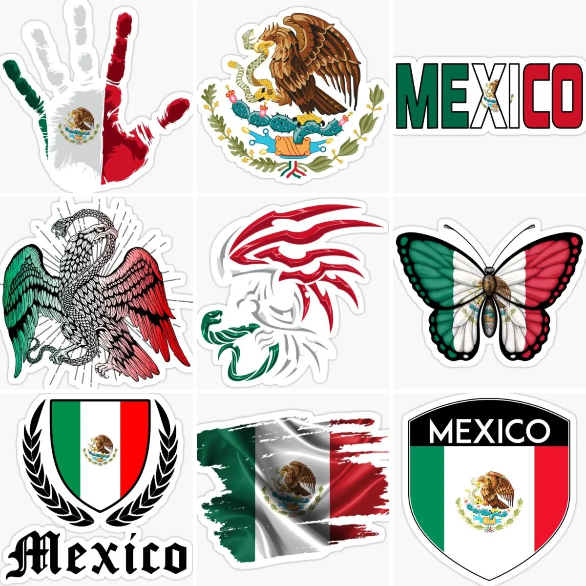 

Mexico Flag Emblem Skull Eagle Tearing Stickers Wall Room Truck Car Bumper Bicycle Door Table Motorcycle Helmet Decal Assecories