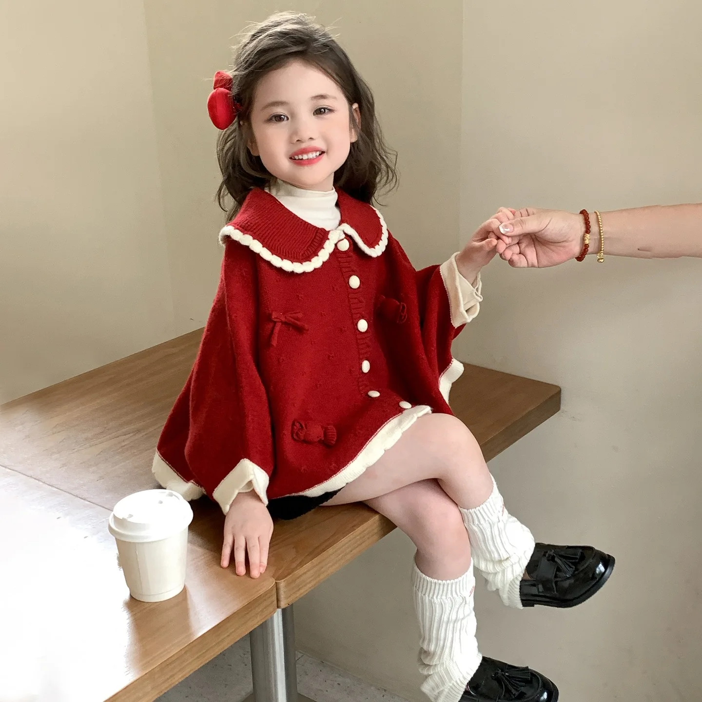 

Girl's Knitted Cape Cardigan Autumn/winter 2025 New Children's Korean Version Fashionable Little Girl Top Trend
