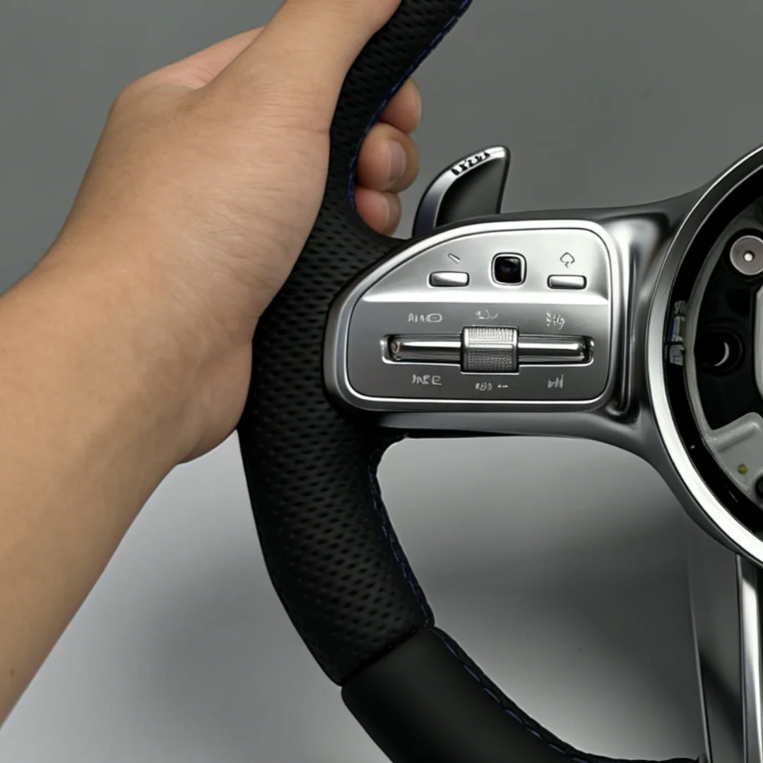 Car Leather Steering Wheel for Mercedes Benz AMG W204 W205 W212 W213 W221 W222 W245 W177 C63 G63 a B C E G Class C218 C219 C257 view 3
