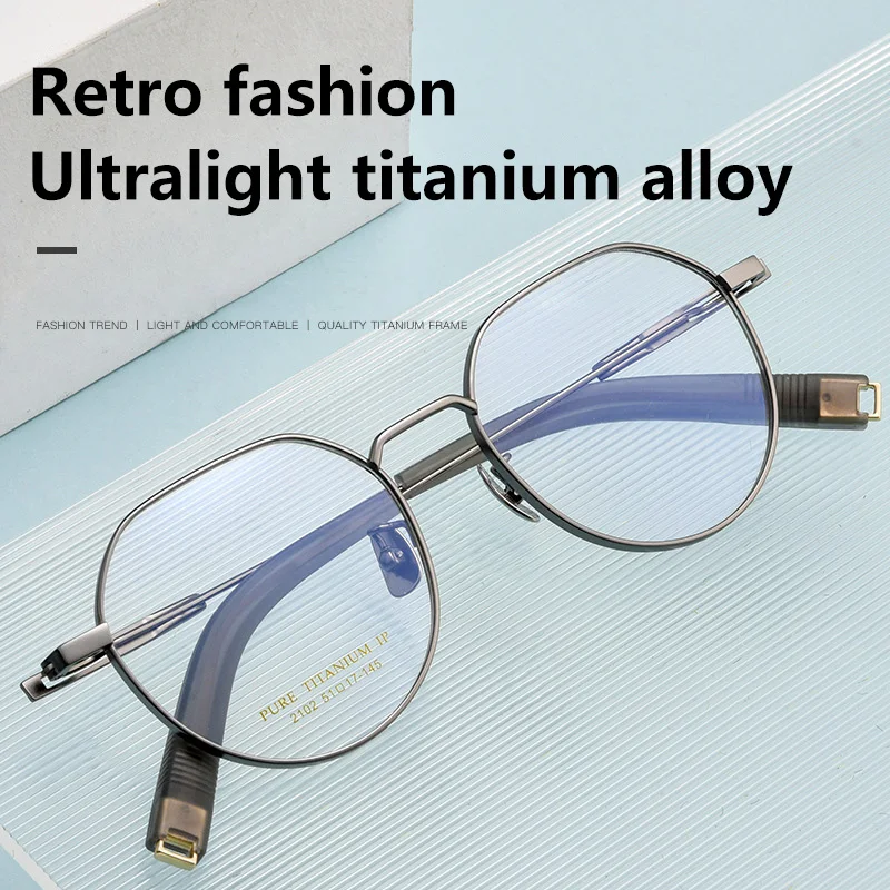 

2023 New Polygon Titanium Man Retro Glasses Frame Women Polygon Fashion Luxury Glasses Frame