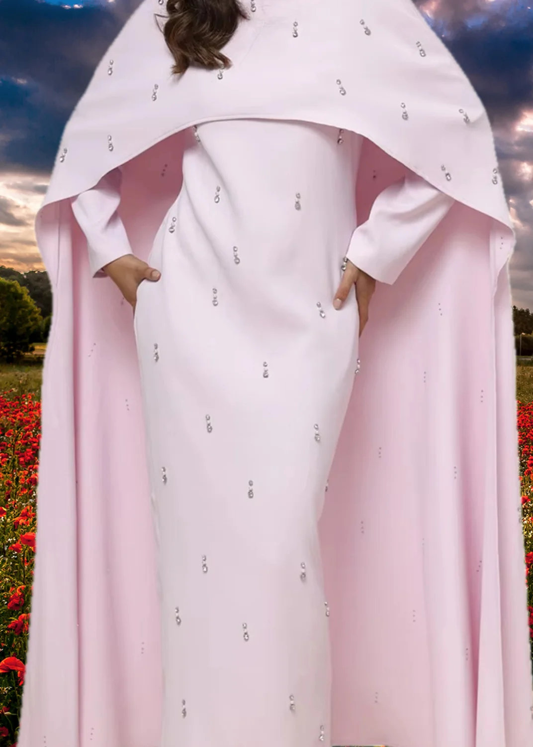 2Pcs Cape Abayas Muslim Sets for Women Diamonds Dress Turkey Kaftan Eid Djellaba Ramadan Jalabiya Kebaya Turkey Caftan Vestidos