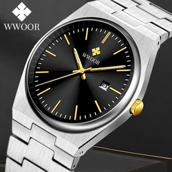 WWOOR Top Brand Luxury VJ32 Quartz Movement Watch for Men 316L Stainless Steel Business Watch Waterproof Luminous Men's Watches