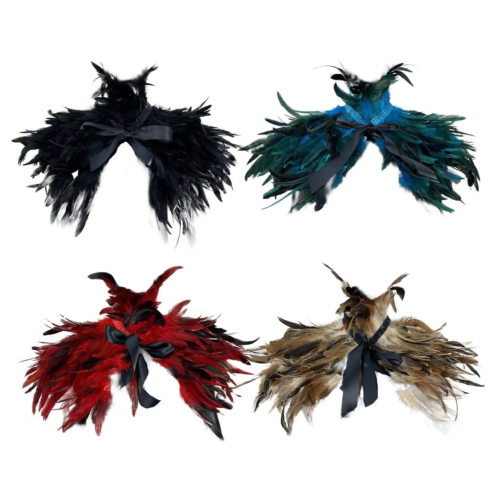 

Gothic Feathers Shoulder Scarf Punk Cloak for Prom Easter Stage Performance