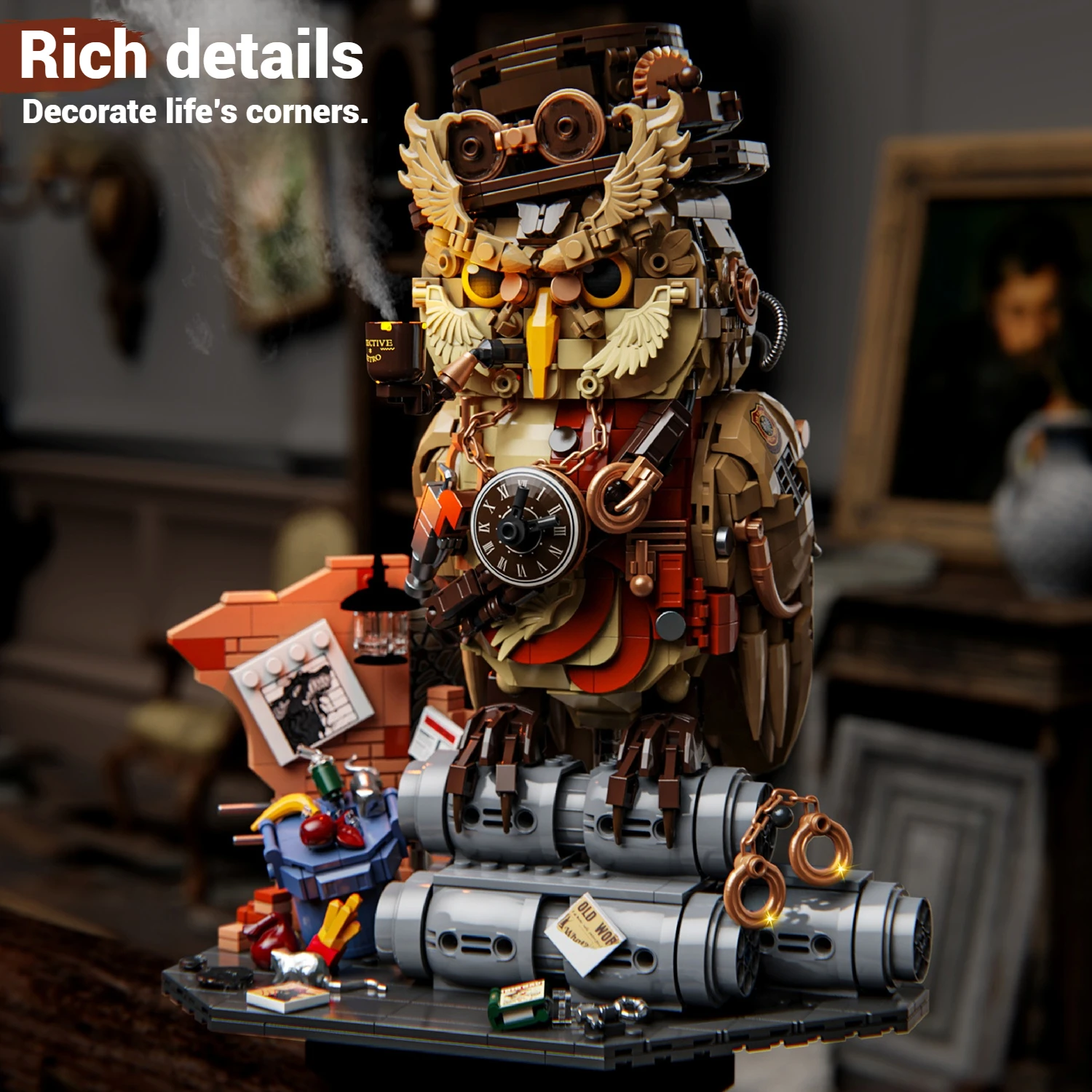 

33006 Private Detective Owl Building Blocks DIY MOC Model Desktop Decor Adult Collectible Gift Birthday Holiday