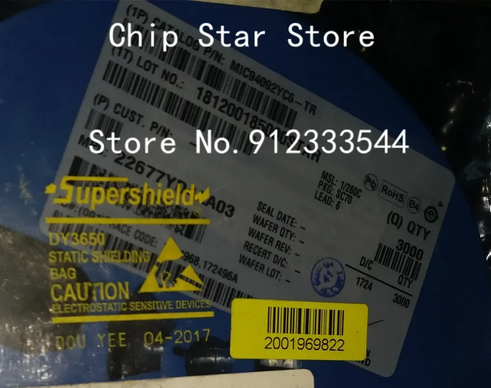 5-100pcs  MIC94092YC6-TR  MIC94092YC6  MIC94092 SC70-6 Power Load Distribution Switch High Side Active High 100%New And Original