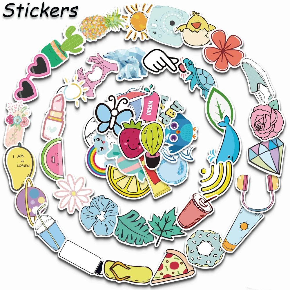 

50PCS Cartoon Fruits Sticker Colorful Daily Necessiti Graffiti Decal For Fridge Phone Case Skateboard Laptop Cup Luggage Sticker