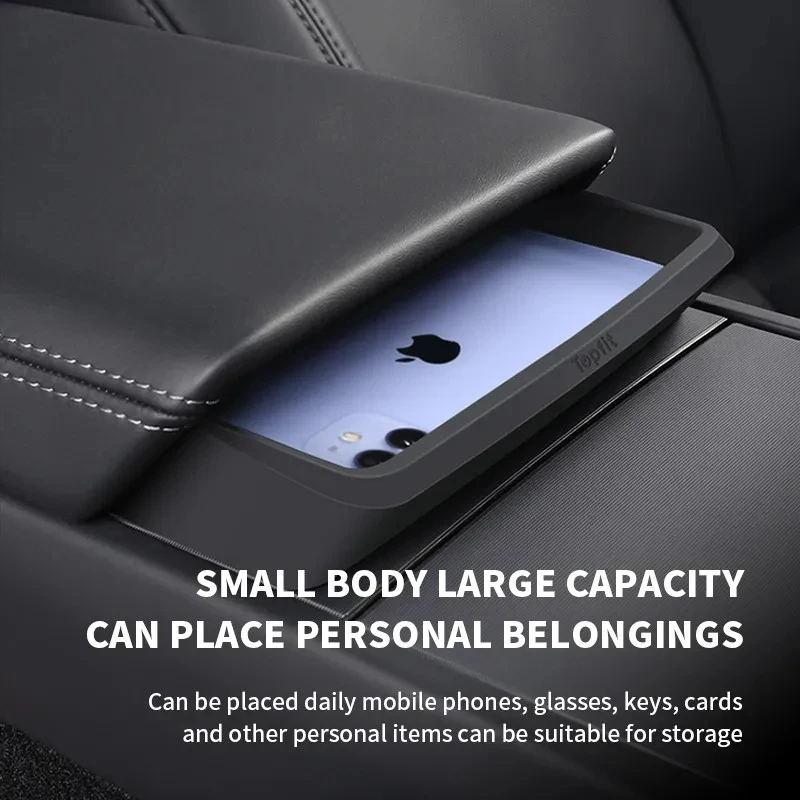 Center Console Armrest Storage Box For Tesla Model 3 Highland 2024 Card Key Phone Glasses Organizer Case Interior Accessories