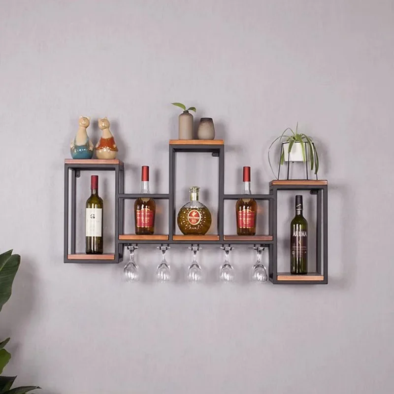 

Metal Small Wine Cabinets Liquor Living Room Salon Wooden Wall Mounted Wine Rack Bottle Unique Adega Barzinho Hotel Furniture