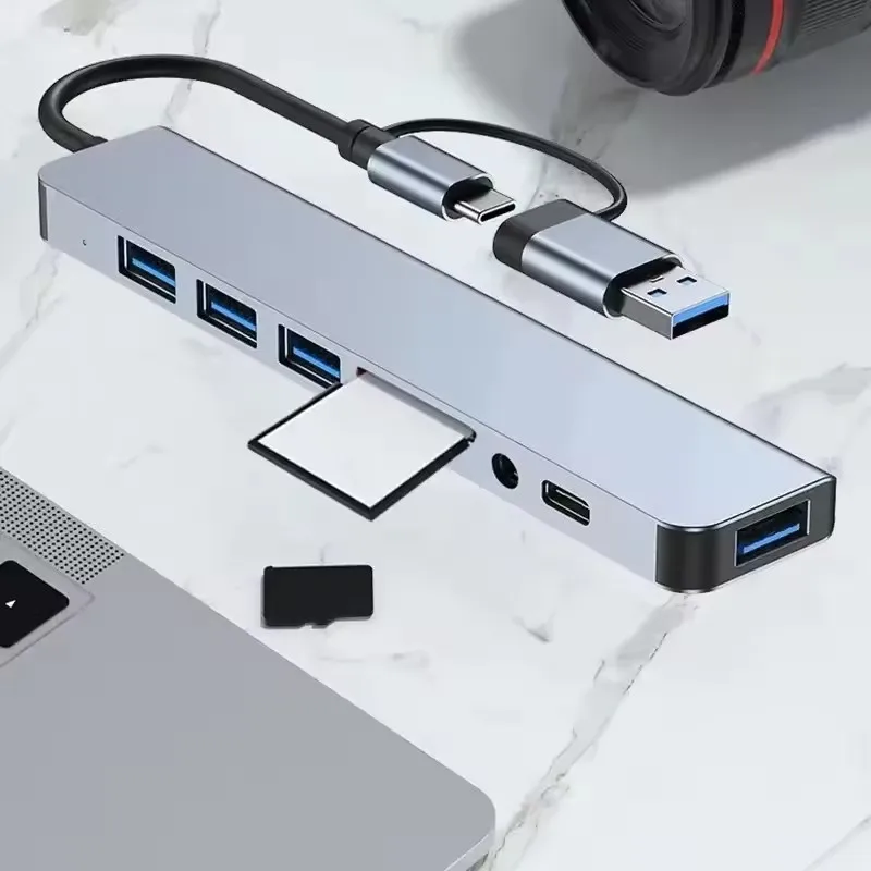 

8 в 1 USB-концентратор типа C с картой-сплиттера USB 3.0 USB 2.0 SD/TF Сплиттер для чтения карт Док-станция для ПК XIAOMI