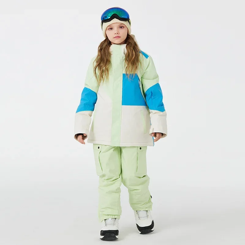 

Outdoor Sport Boy Ski Sets Winter Hooded Jacket Pants Girls Snow Suits Mountain Waterproof Children Snowboard Costume Clothes