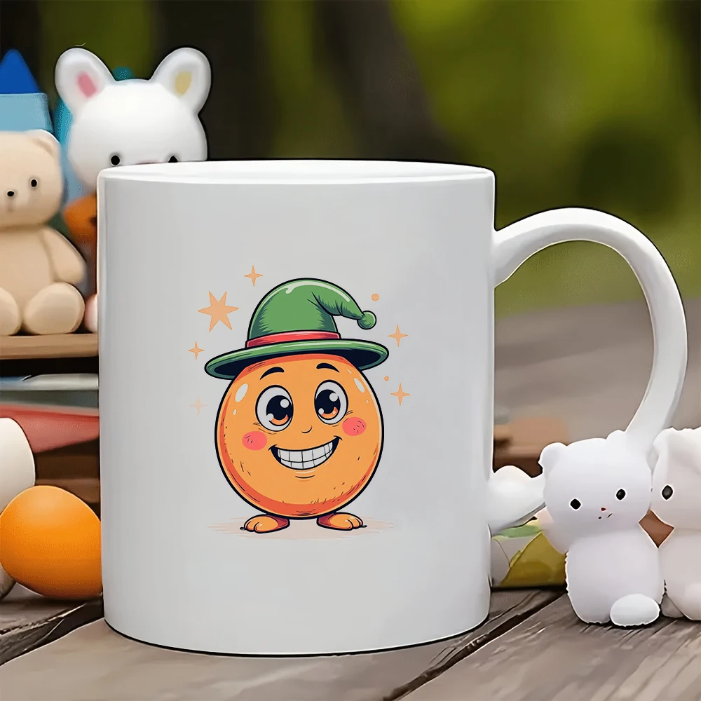 

Cartoon Orange Face 11OZ Mugs Christmas Gift for Kids Home and Office Creative Coffee Cup