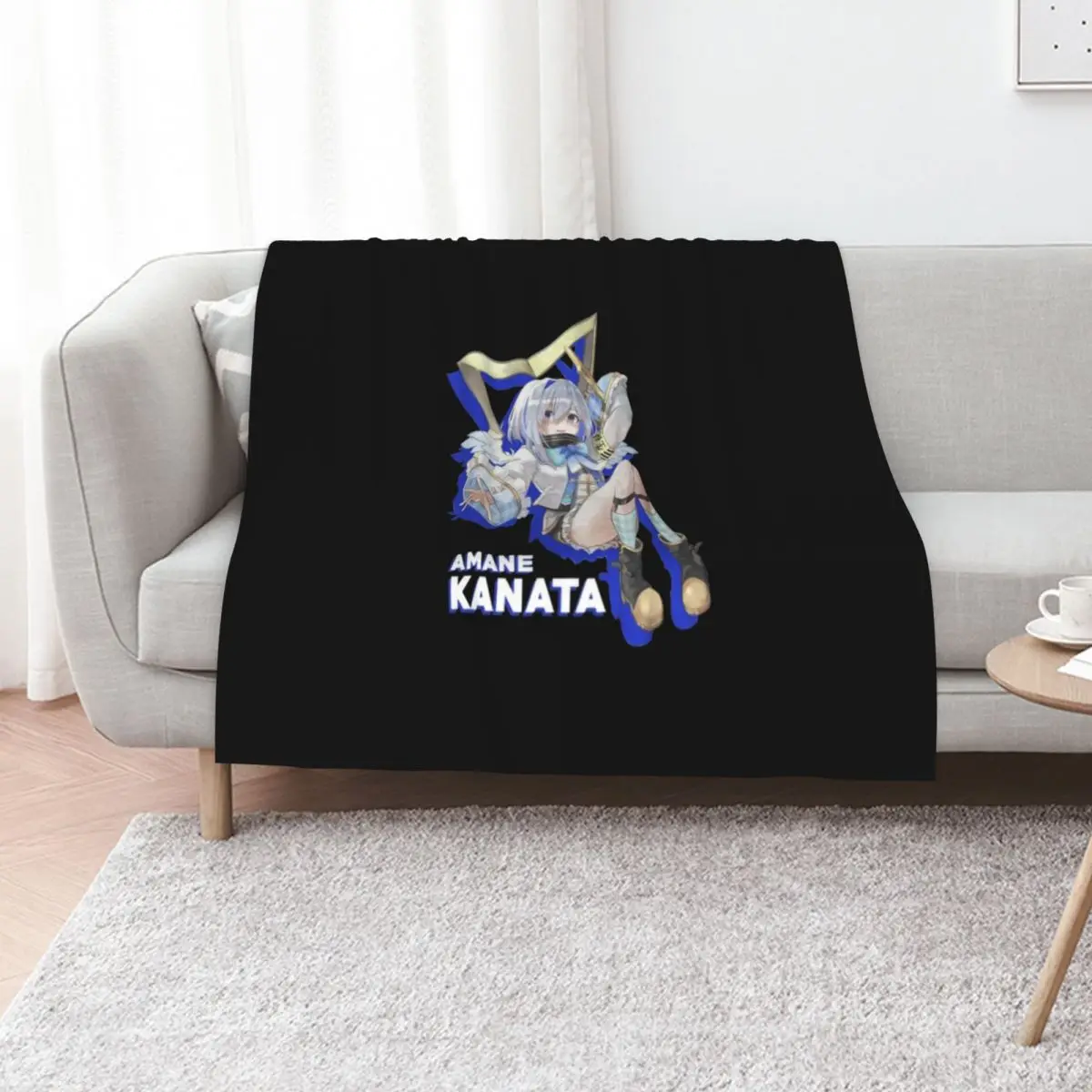 Hololive - Amane Kanata Throw Blanket Flannel Fabric Flannels for winter Stuffeds Custom Designers Blankets