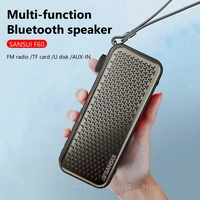 SANSUI F60 Portable FM Radio Plug-in Card Blue-tooth Speakers Dual Horns Stereo Speaker Digital Song Selection with RGB Light